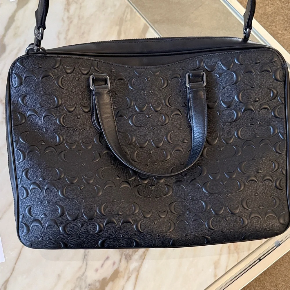 Coach• Black Graham Slim Brief in Signature Leather, Embossed